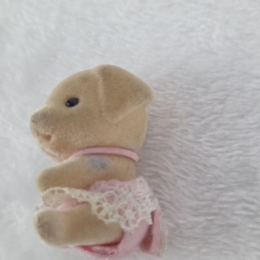 Vintage Calico Critters Rabbit & Puppy Baby Figures Flocked Miniature Lot of 2 - Picture 9 of 13